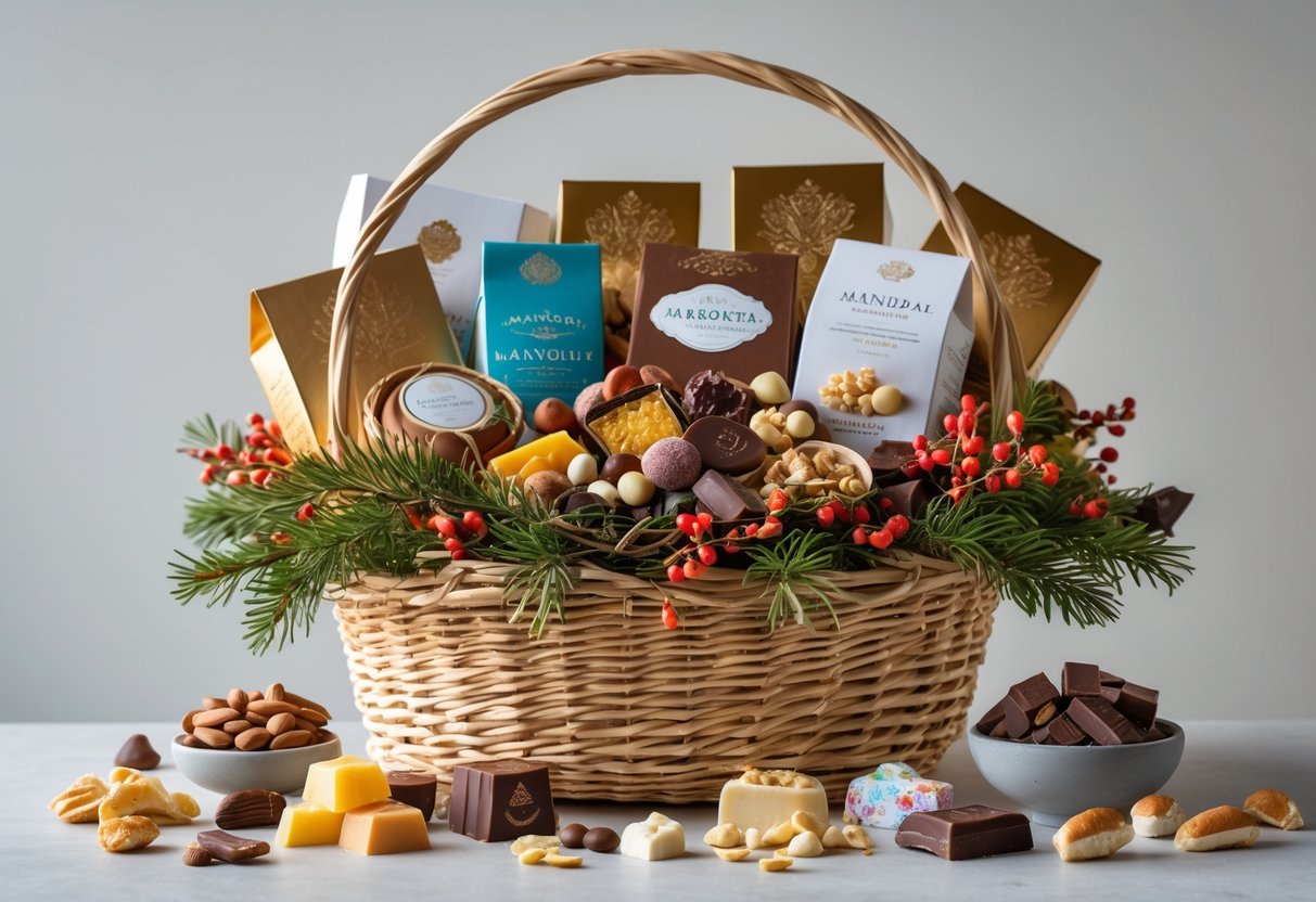 Den perfekte mandelgave en gavekurv med lækkerier